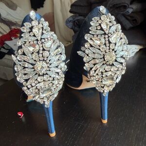 Badgley Mischka Blue Embellished Women's Heels